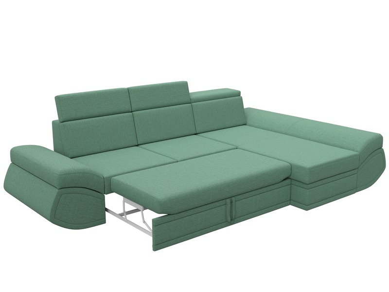 Диван угловой Лига-032 правый угол, Рогожка, Амур 11 зеленый