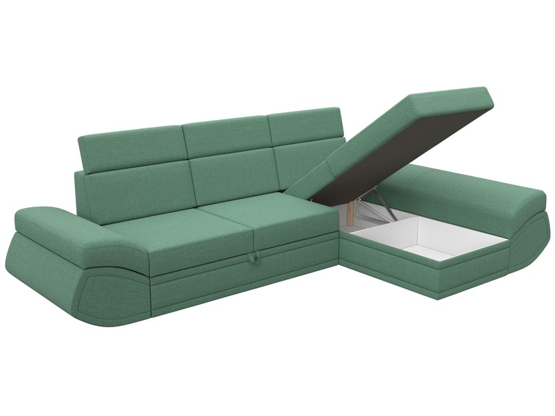 Диван угловой Лига-032 правый угол, Рогожка, Амур 11 зеленый
