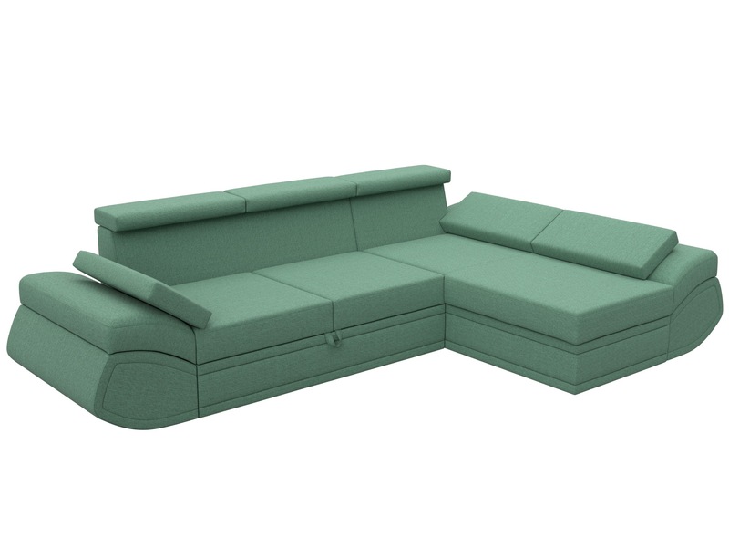 Диван угловой Лига-032 правый угол, Рогожка, Амур 11 зеленый