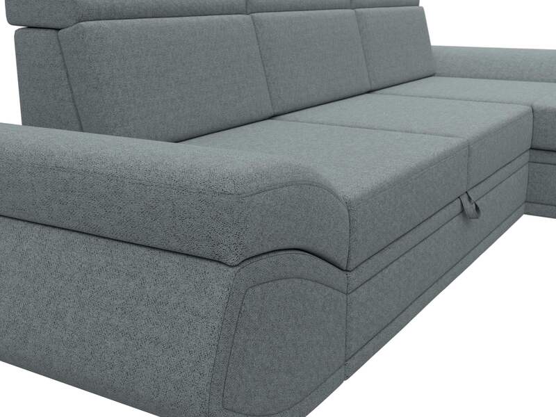 Диван угловой Лига-032 правый угол, Рогожка, Амур 07 серый