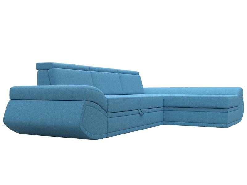 Диван угловой Лига-032 правый угол, Рогожка, Амур 10 голубой