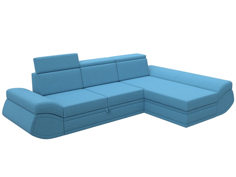 Диван угловой Лига-032 правый угол, Рогожка, Амур 10 голубой
