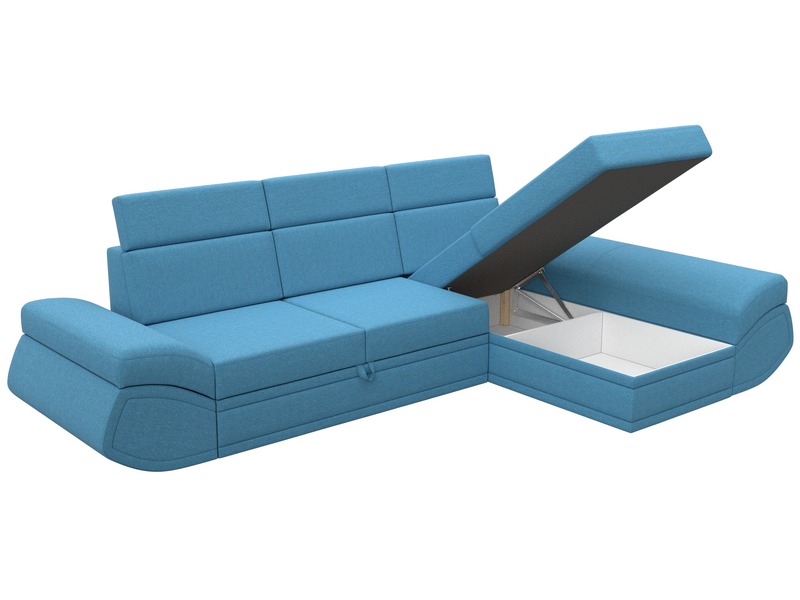 Диван угловой Лига-032 правый угол, Рогожка, Амур 10 голубой