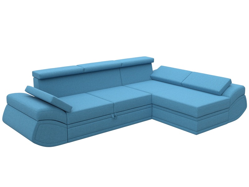 Диван угловой Лига-032 правый угол, Рогожка, Амур 10 голубой