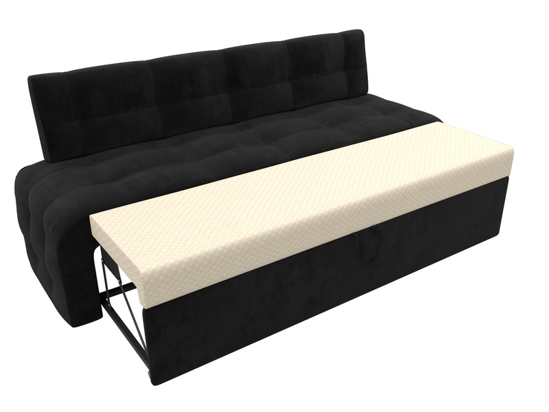 Диван кухонный прямой Люксор, Велюр, SEVEN 35 черный