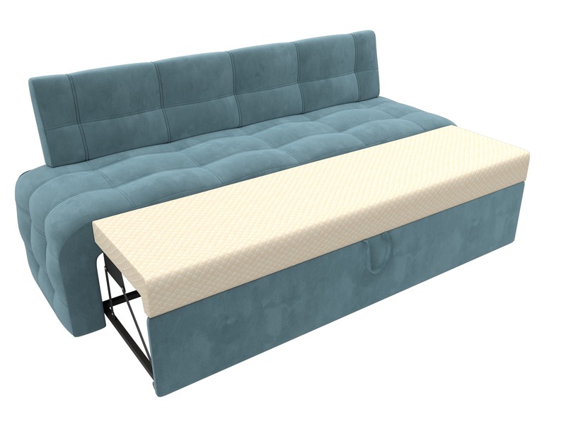 Диван кухонный прямой Люксор, Велюр, SEVEN 113 бирюзовый