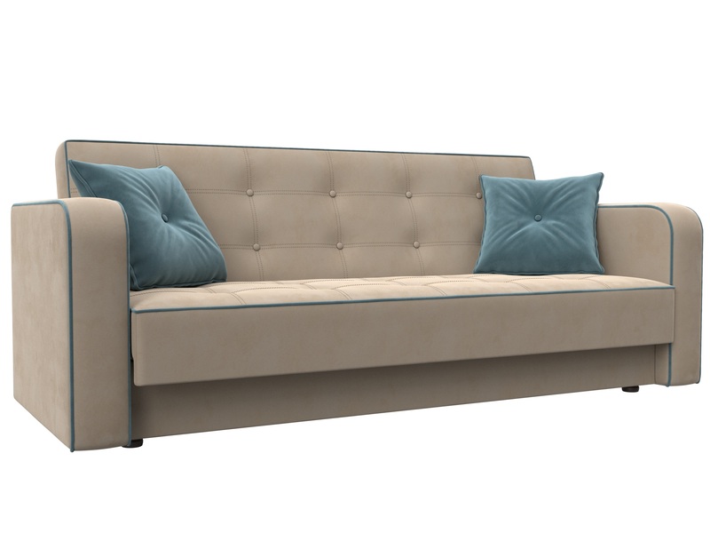 Диван-книжка Тур, Велюр, Seven 729 бежевый;Seven 113 бирюзовый