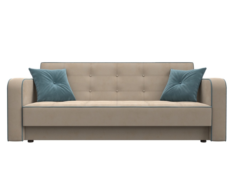 Диван-книжка Тур, Велюр, Seven 729 бежевый;Seven 113 бирюзовый