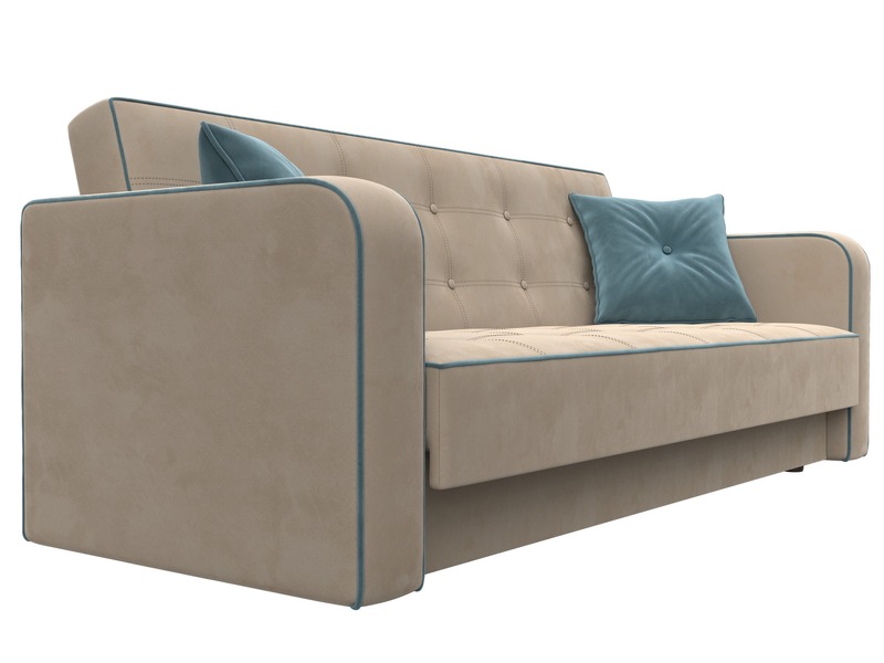 Диван-книжка Тур, Велюр, Seven 729 бежевый;Seven 113 бирюзовый