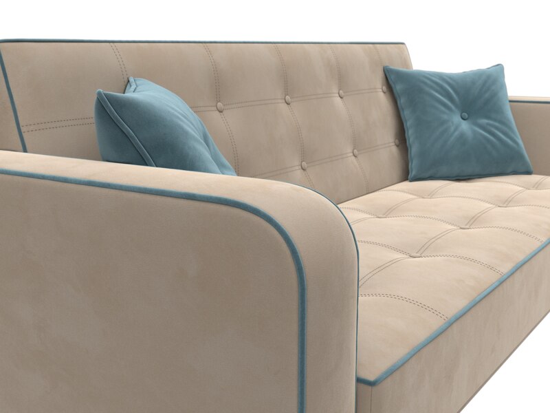 Диван-книжка Тур, Велюр, Seven 729 бежевый;Seven 113 бирюзовый