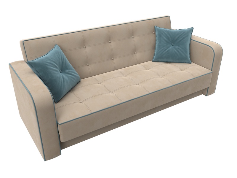 Диван-книжка Тур, Велюр, Seven 729 бежевый;Seven 113 бирюзовый