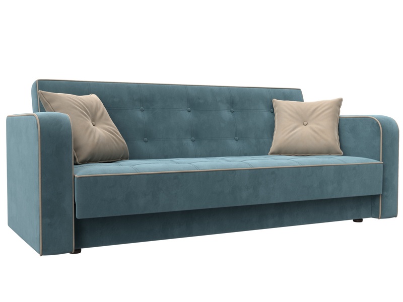 Диван-книжка Тур, Велюр, Seven 113 бирюзовый;Seven 729 бежевый