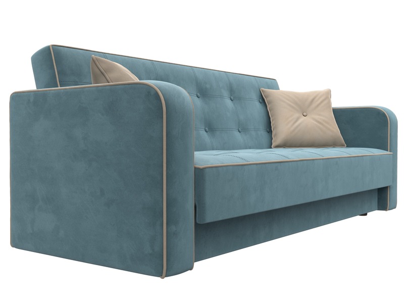 Диван-книжка Тур, Велюр, Seven 113 бирюзовый;Seven 729 бежевый