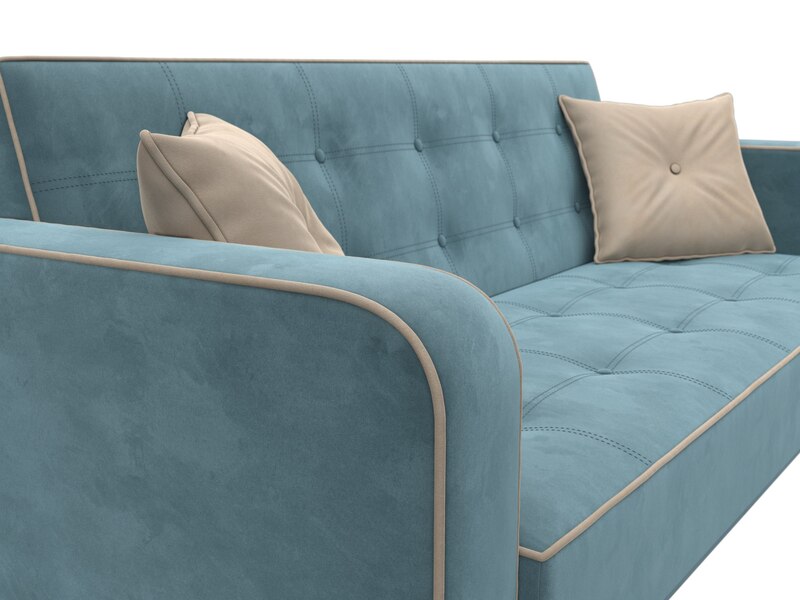 Диван-книжка Тур, Велюр, Seven 113 бирюзовый;Seven 729 бежевый