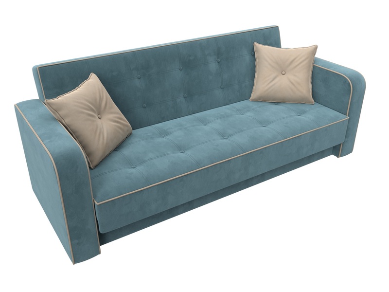 Диван-книжка Тур, Велюр, Seven 113 бирюзовый;Seven 729 бежевый