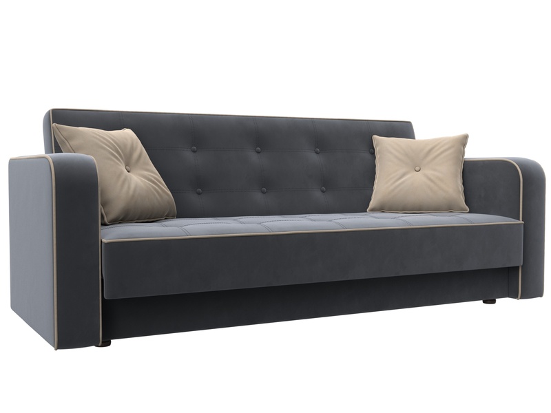 Диван-книжка Тур, Велюр, Seven 17 серый;Seven 729 бежевый