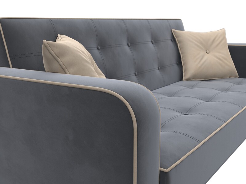 Диван-книжка Тур, Велюр, Seven 17 серый;Seven 729 бежевый