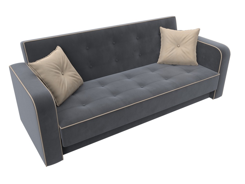 Диван-книжка Тур, Велюр, Seven 17 серый;Seven 729 бежевый