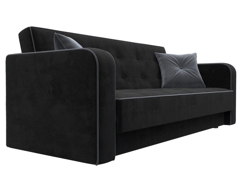 Диван-книжка Тур, Велюр, Seven 35 черный;Seven 17 серый