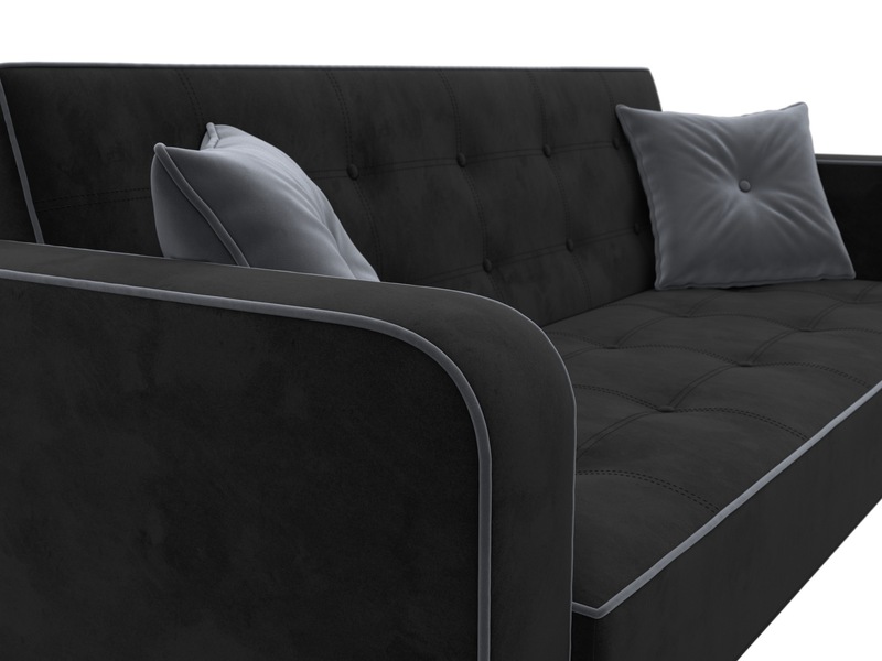 Диван-книжка Тур, Велюр, Seven 35 черный;Seven 17 серый