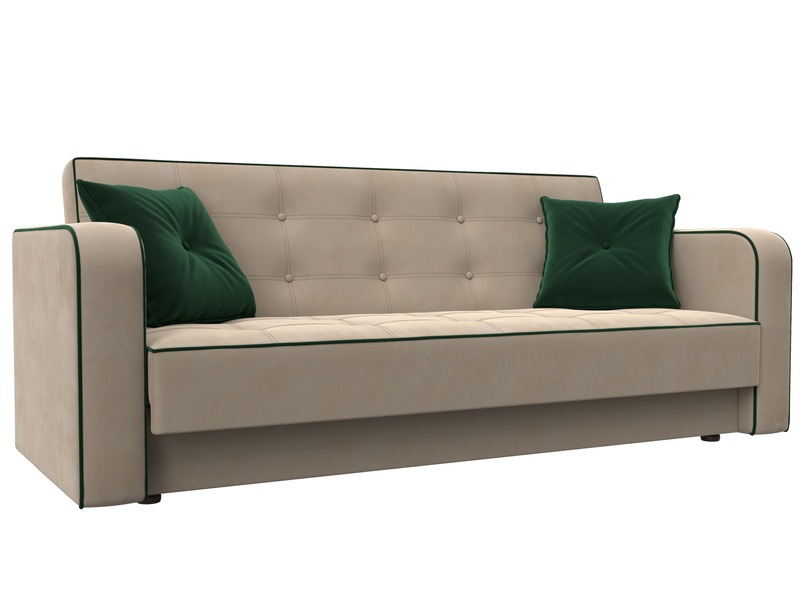 Диван-книжка Тур, Велюр, Seven 729 бежевый;Seven 626 зеленый