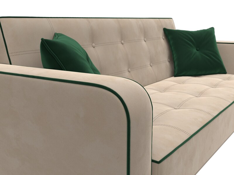 Диван-книжка Тур, Велюр, Seven 729 бежевый;Seven 626 зеленый