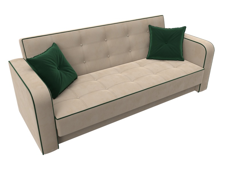 Диван-книжка Тур, Велюр, Seven 729 бежевый;Seven 626 зеленый