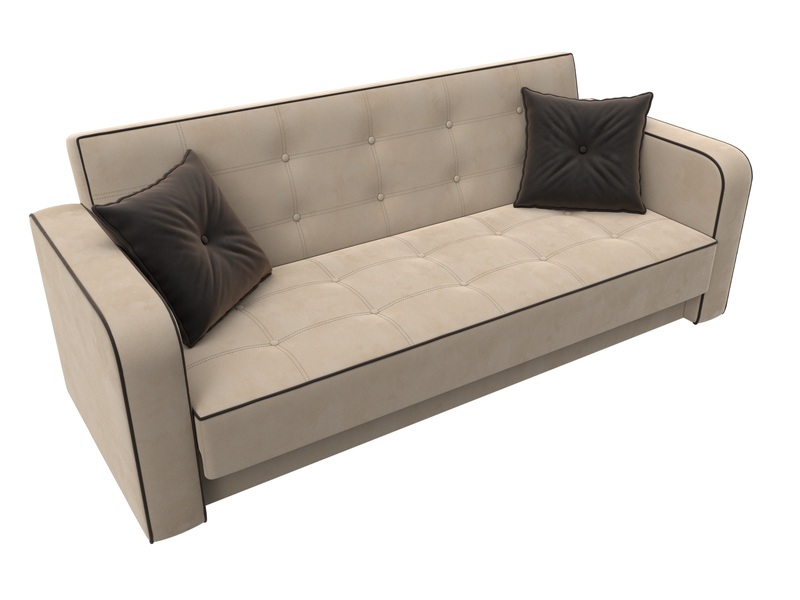 Диван-книжка Тур, Велюр, Seven 729 бежевый;Seven 727 коричневый