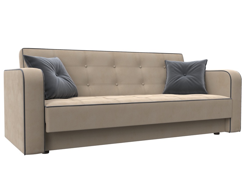 Диван-книжка Тур, Велюр, Seven 729 бежевый;Seven 17 серый