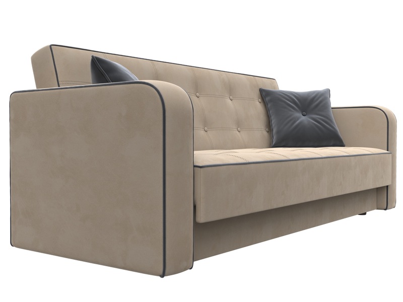 Диван-книжка Тур, Велюр, Seven 729 бежевый;Seven 17 серый