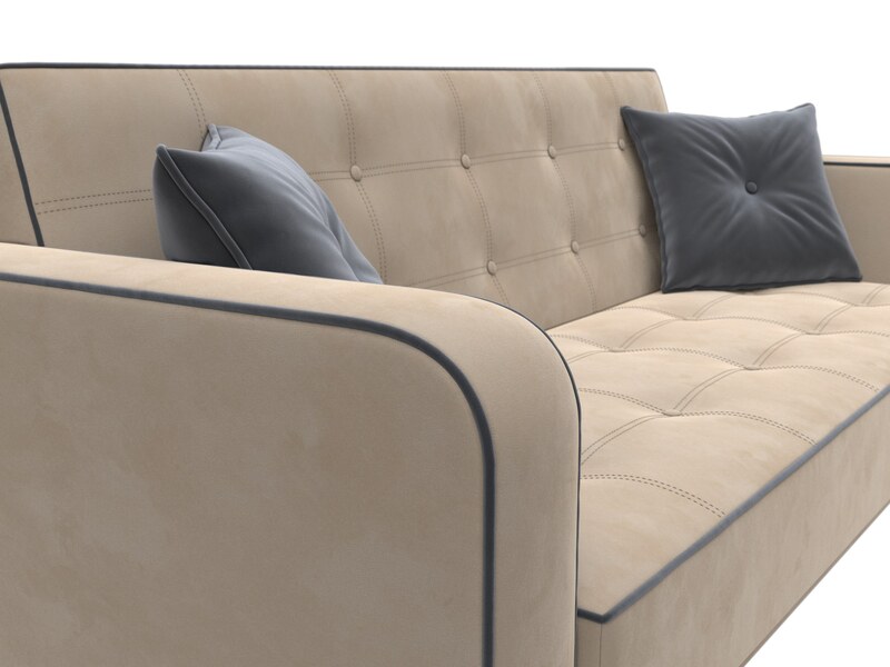 Диван-книжка Тур, Велюр, Seven 729 бежевый;Seven 17 серый