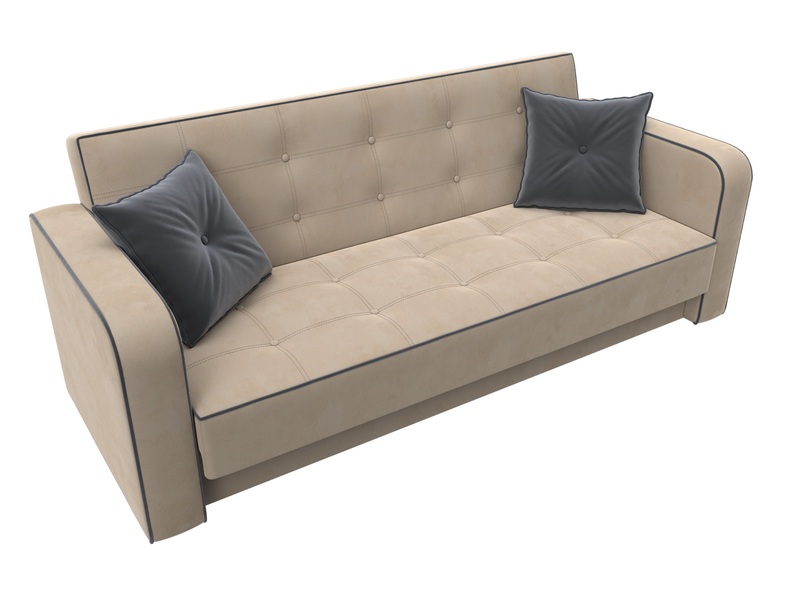 Диван-книжка Тур, Велюр, Seven 729 бежевый;Seven 17 серый