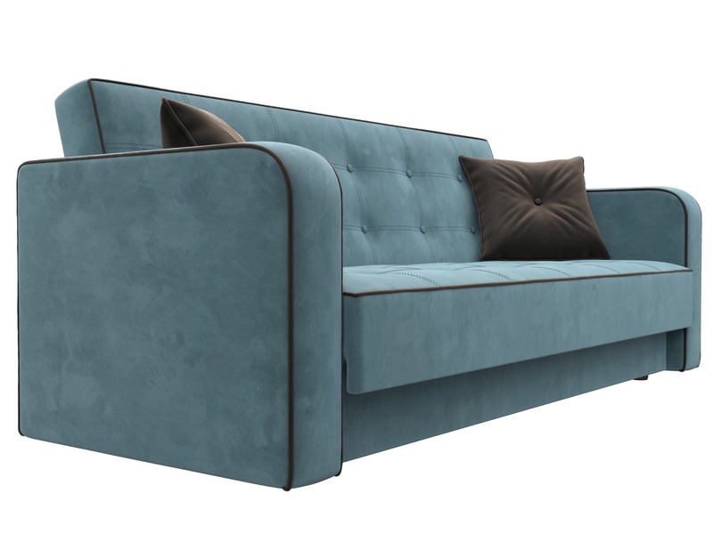 Диван-книжка Тур, Велюр, Seven 113 бирюзовый;Seven 727 коричневый