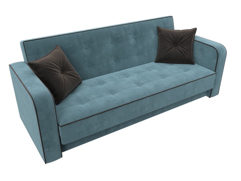 Диван-книжка Тур, Велюр, Seven 113 бирюзовый;Seven 727 коричневый