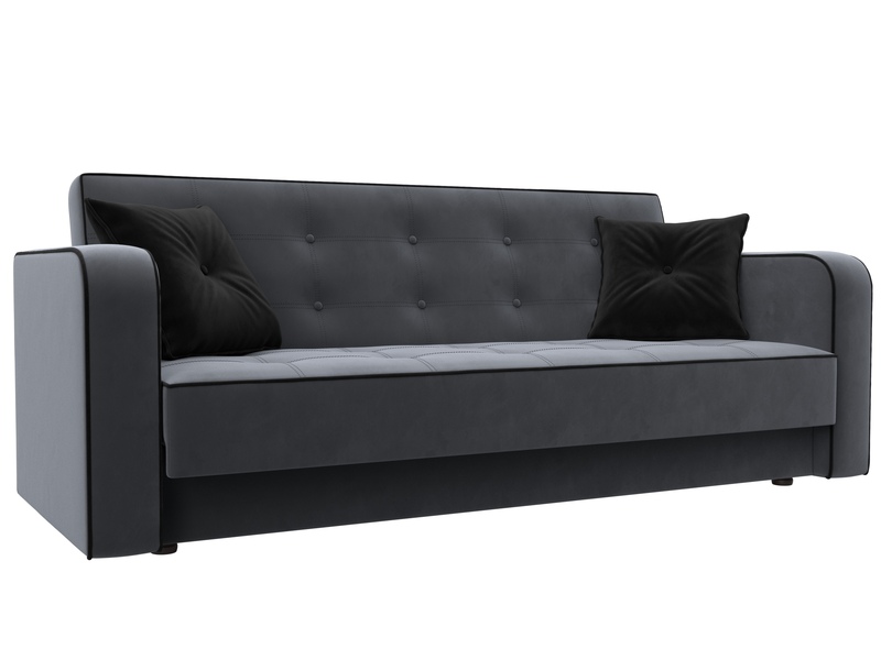 Диван-книжка Тур, Велюр, Seven 17 серый;Seven 35 черный