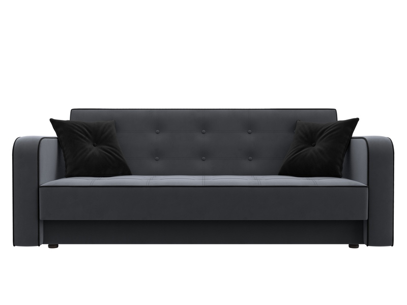 Диван-книжка Тур, Велюр, Seven 17 серый;Seven 35 черный