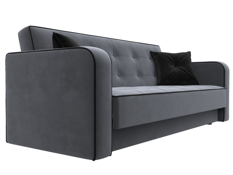 Диван-книжка Тур, Велюр, Seven 17 серый;Seven 35 черный