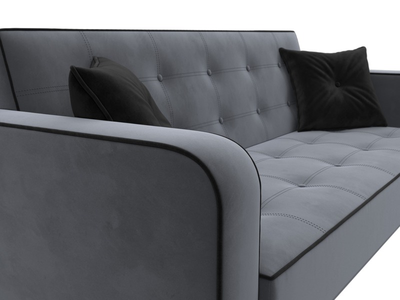 Диван-книжка Тур, Велюр, Seven 17 серый;Seven 35 черный