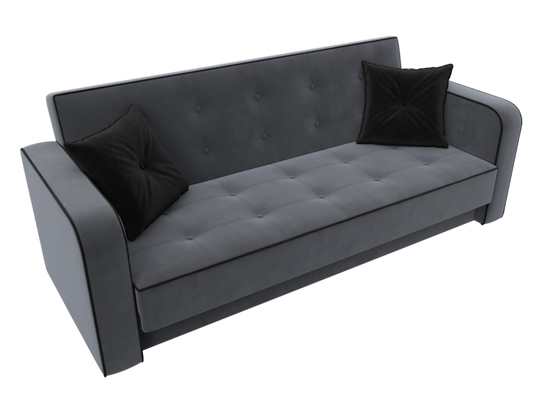 Диван-книжка Тур, Велюр, Seven 17 серый;Seven 35 черный