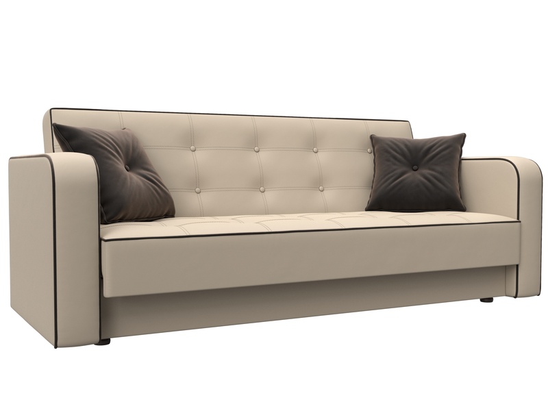 Диван-книжка Тур, Экокожа;Велюр, Бежевый;Коричневый