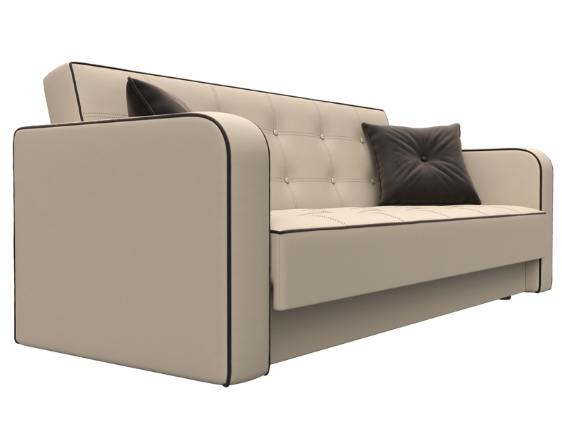 Диван-книжка Тур, Экокожа;Велюр, Бежевый;Коричневый