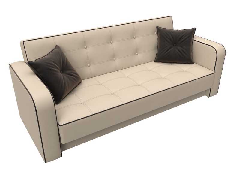 Диван-книжка Тур, Экокожа;Велюр, Бежевый;Коричневый