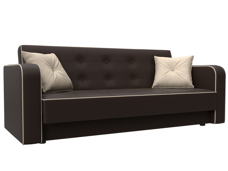 Диван-книжка Тур, Экокожа;Велюр, Коричневый;Бежевый