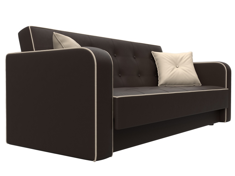 Диван-книжка Тур, Экокожа;Велюр, Коричневый;Бежевый