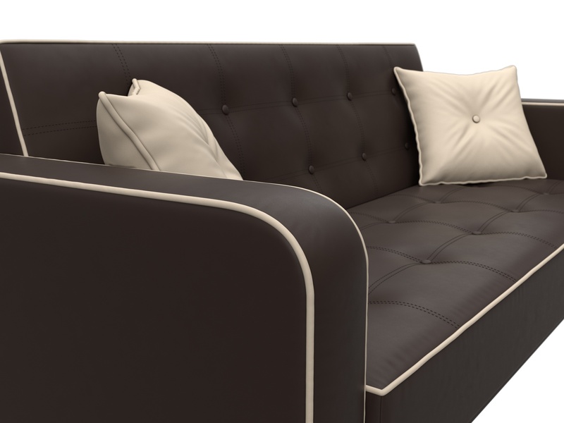 Диван-книжка Тур, Экокожа;Велюр, Коричневый;Бежевый