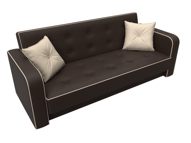 Диван-книжка Тур, Экокожа;Велюр, Коричневый;Бежевый