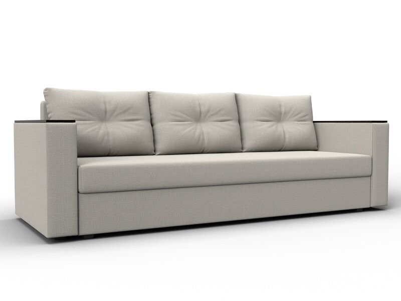 Диван прямой Атланта без стола, Рогожка, Амур 02 бежевый