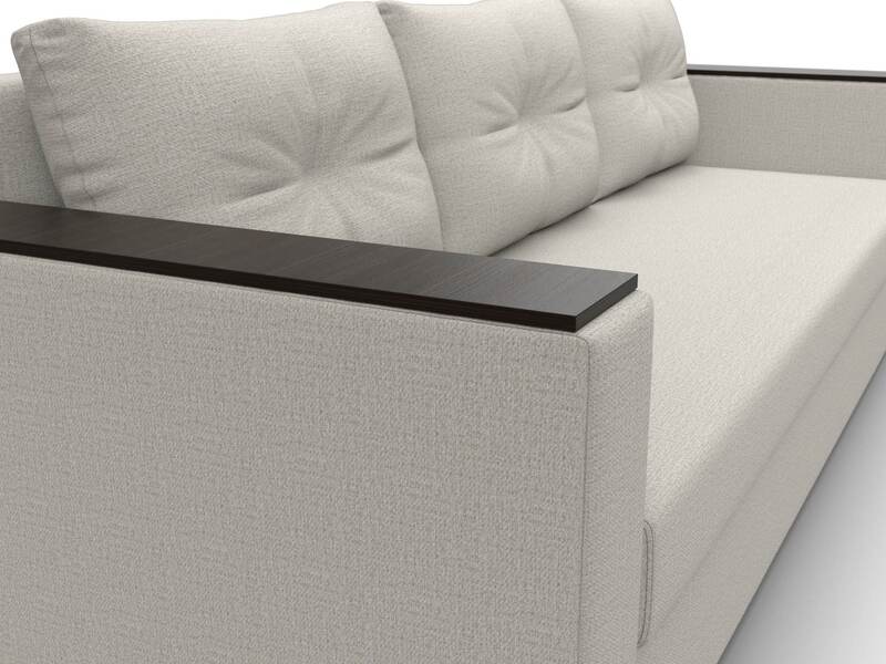 Диван прямой Атланта без стола, Рогожка, Амур 02 бежевый