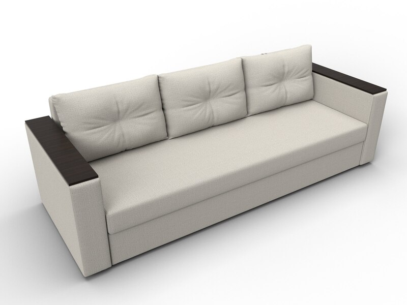 Диван прямой Атланта без стола, Рогожка, Амур 02 бежевый