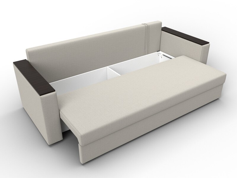 Диван прямой Атланта без стола, Рогожка, Амур 02 бежевый